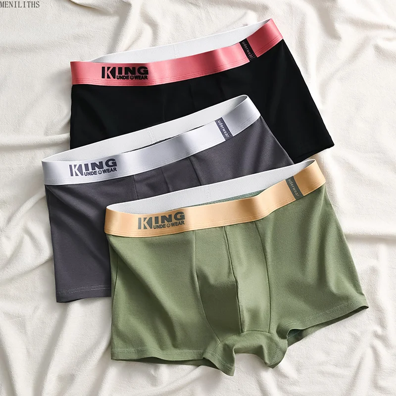 3Pcs Men's Casual Shorts Pants Underwear Panties Cotton Boxers Man Underpants Male Shorts Homme U Convex Lingerie Wholesale Lots