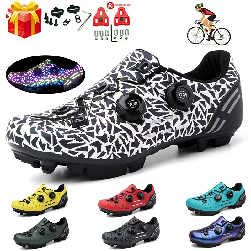 

2023 MTB Cycling Shoes Men Self-locking Speed Road Bike Sneakers Racing Women Bicycle Flat Cleat Mountain SPD Clits Footwear