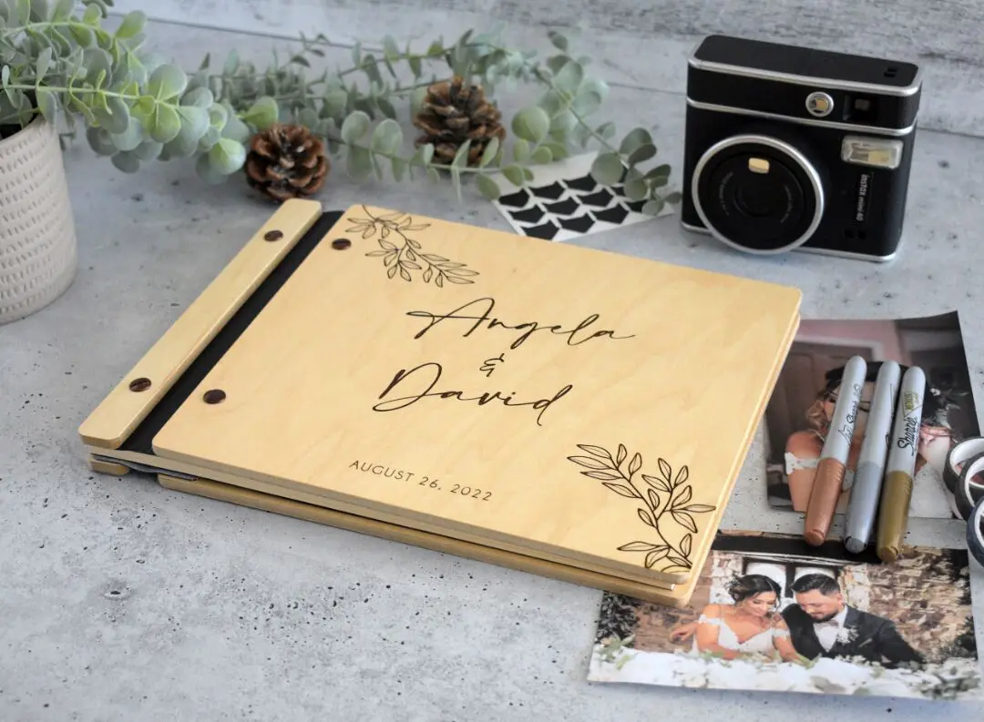 Wedding Guestbook Personalized Wedding Photo Album Engraved Guestbook, Wooden Photo Album Wedding Gift for Bride and Groom