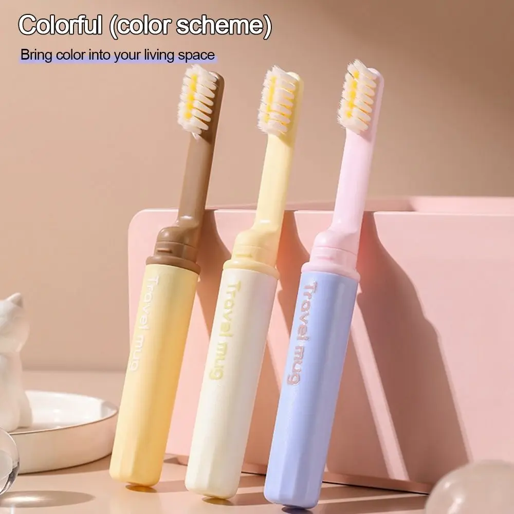 

Plastic Folding Toothbrush Mini Lightweight Soft Bristle Toothbrush Convenient Oral Cleaning