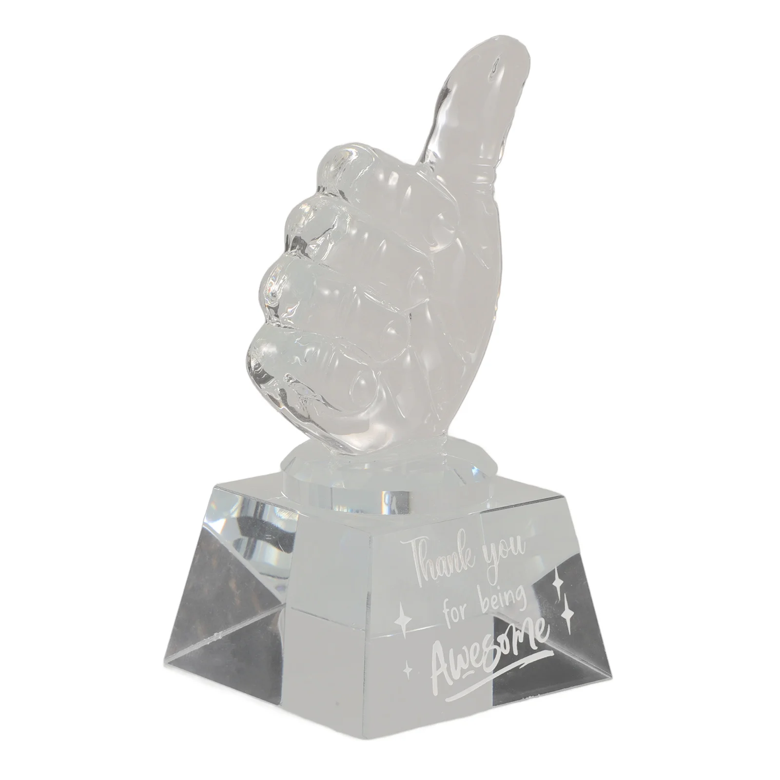 

Crystal Thumb Trophy Lightweight Clear Finger Award for Celebration Party Decorative Trophy Home Gift Crystal Trophies