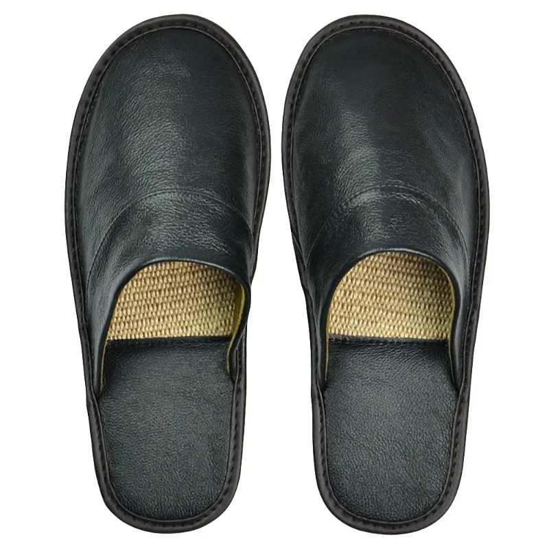 

Шлепанцы из натуральной коровьей кожи, домашние тапочки, для мужчин и женщин, Нескользящие, Повседневные тапочки для пожилых, для весны, осени, лета