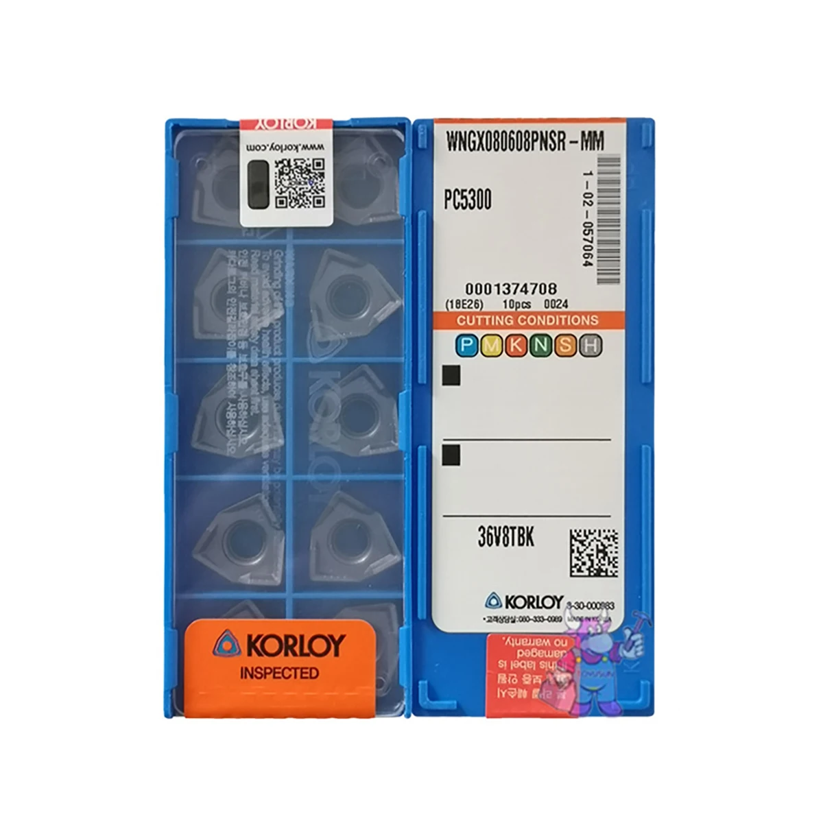 KORLOY WNGX080608PNSR-MM PC5300 Double-sided Hexagonal Milling Insert Square Shoulder CNC Machining Blade