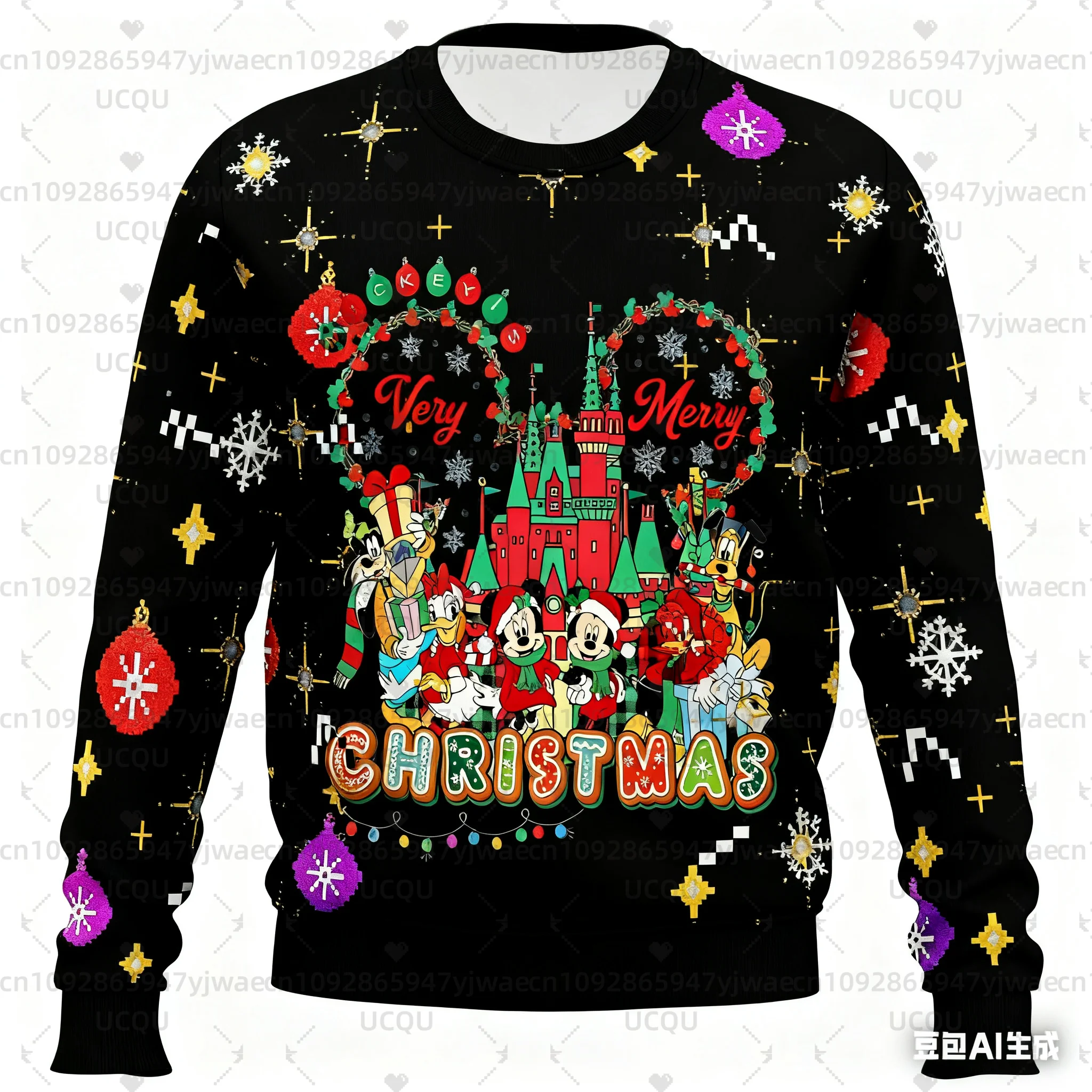 Dames Kerst Mickey Mouse en Vrienden Grafisch Sweatshirt Casual Pullover Outdoor Herensweatshirt