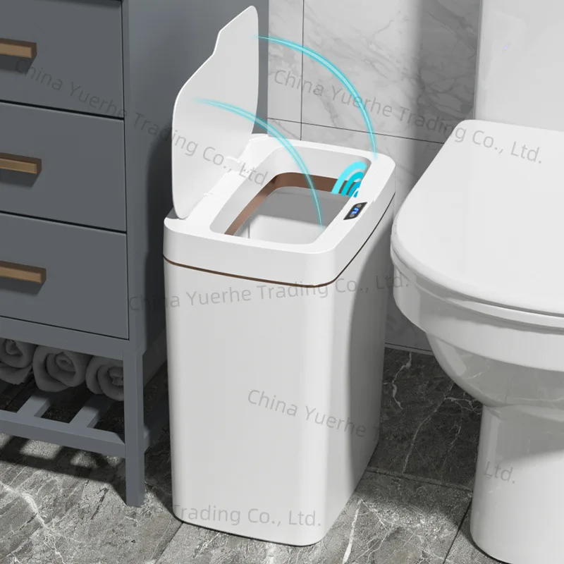Induction Smart Home Automatic Trash Can Bathroom Kitchen with Cover Seam Large Garbage Storage