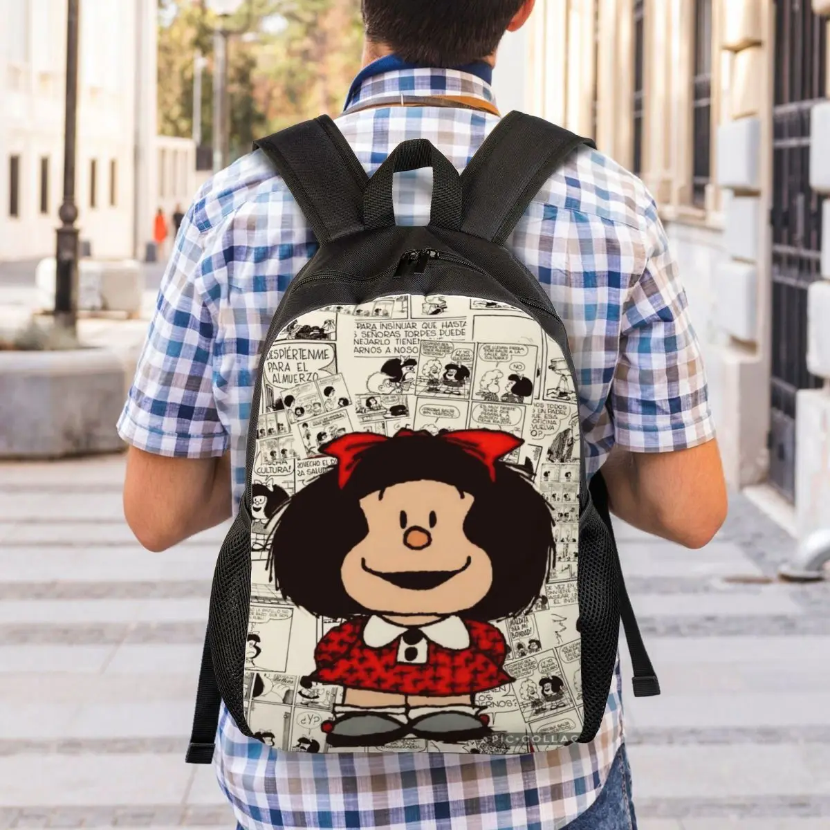 Tas punggung kustom Anime Mafalda untuk anak laki-laki anak perempuan kartun Kawaii tas sekolah kuliah tas buku Pria Wanita cocok untuk Laptop 15 inci