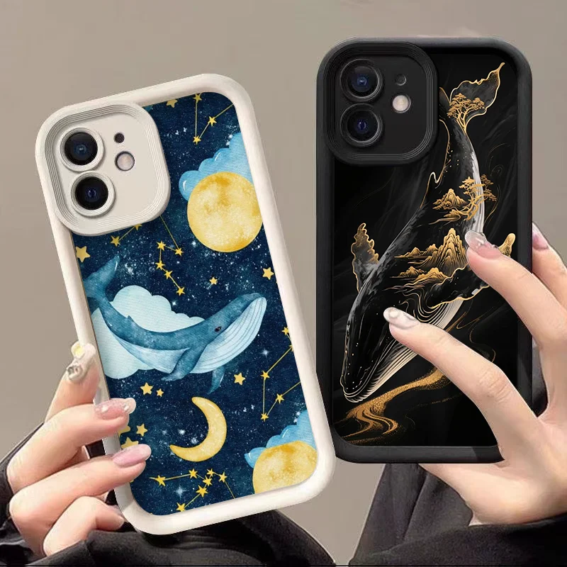 Retro Cartoon Starry Sky Blue Whale Printed Phone Case for Xiaomi 17 PRO MAX 15T Pro 15 Ultra 14T 14 13 12T 11 Lite Soft Covers - view 3