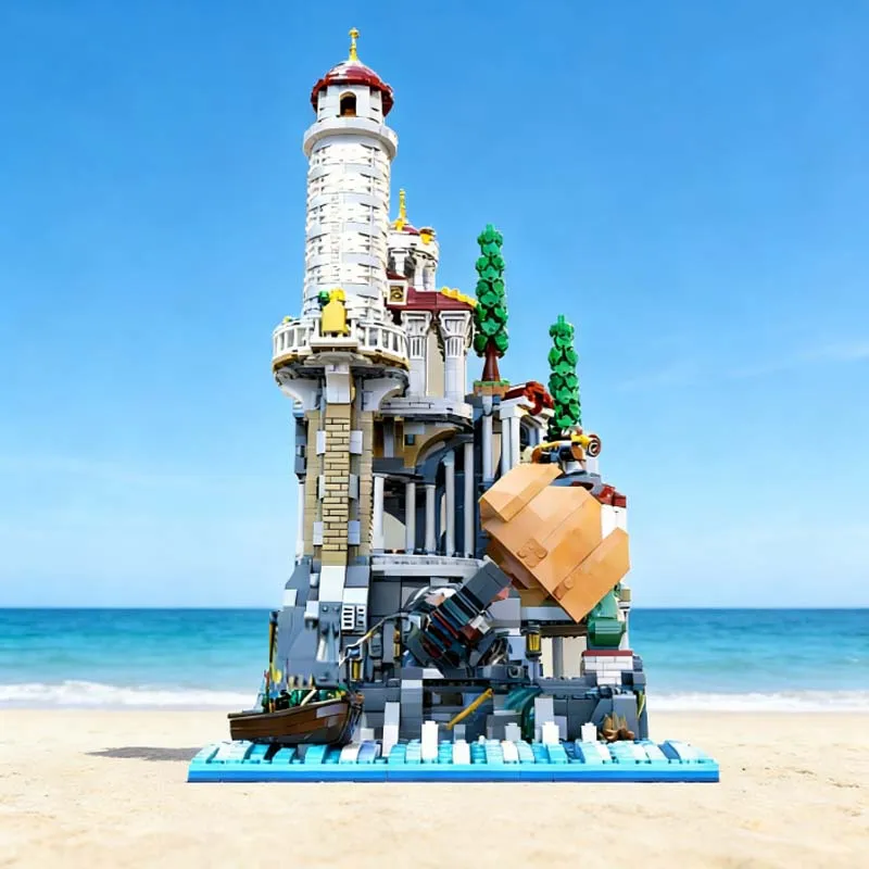 3998 PCS Medieval Architecture City on the Kraken Sea Pagoda And light Tower MOC Building Block Model Children Toy Birthday Gift