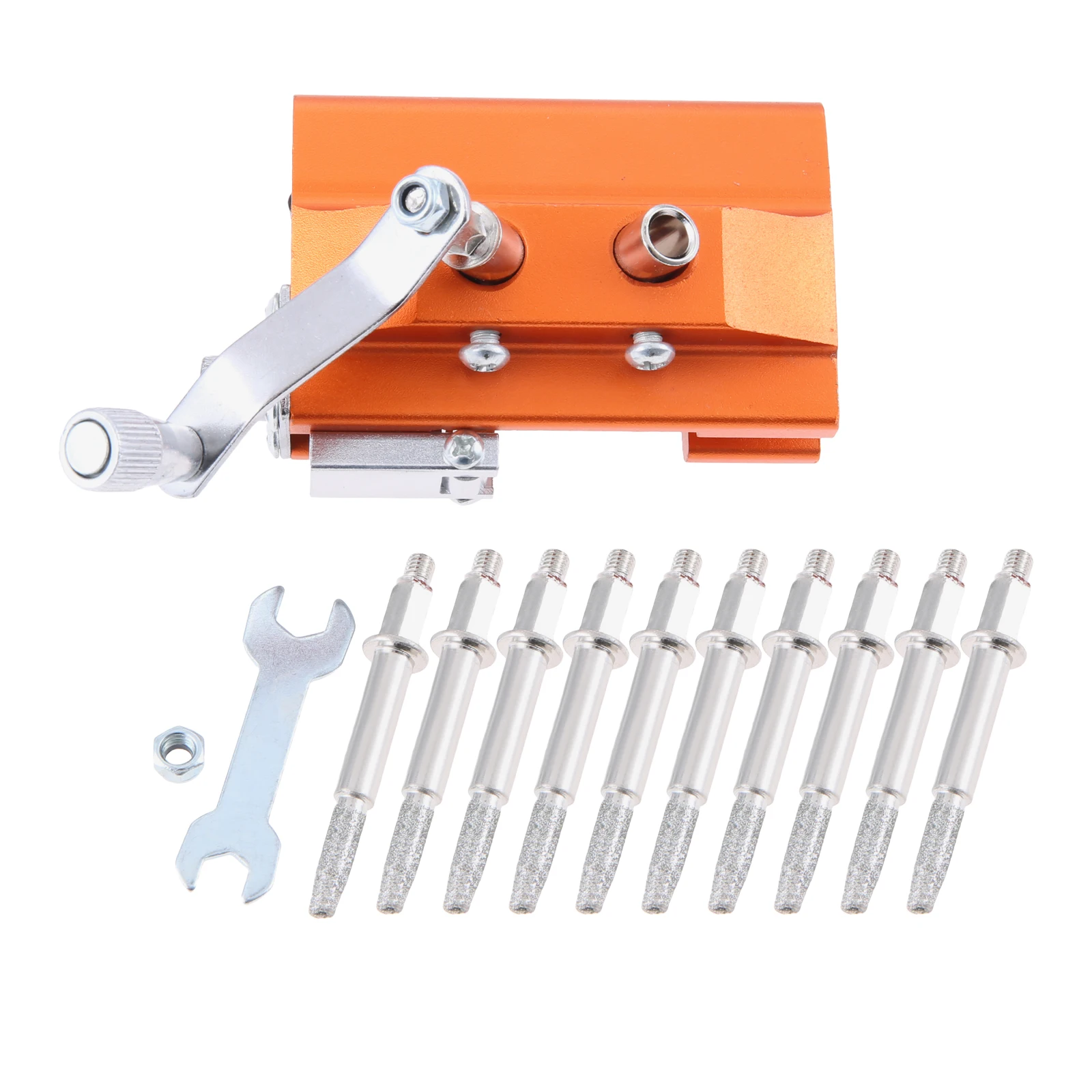 Universal Chainsaw Sharpener Portable Saw Sharpener Jig Kit Hand Crank Chainsaw Sharpeners with 10pcs Sharpening Grinding Heads