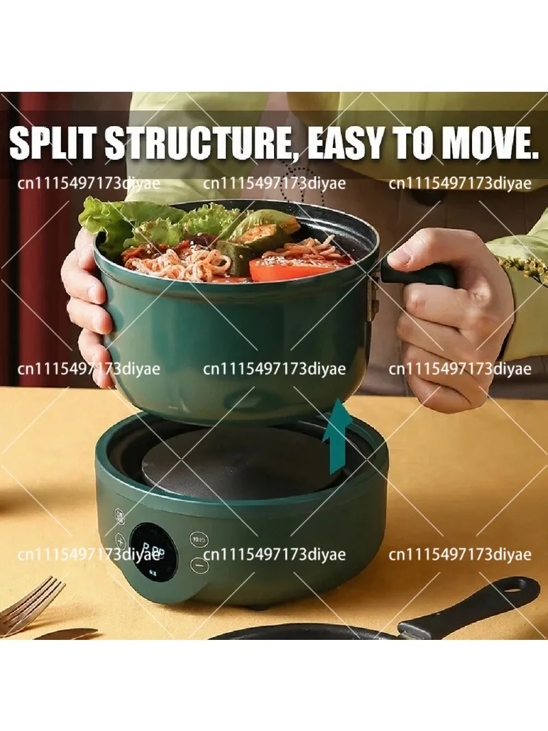 1.8L Multi-Function Electric Cooker Split Pot Stir Fry Hot Pot Noodles Fried Egg Steak Frying Pan 220V
