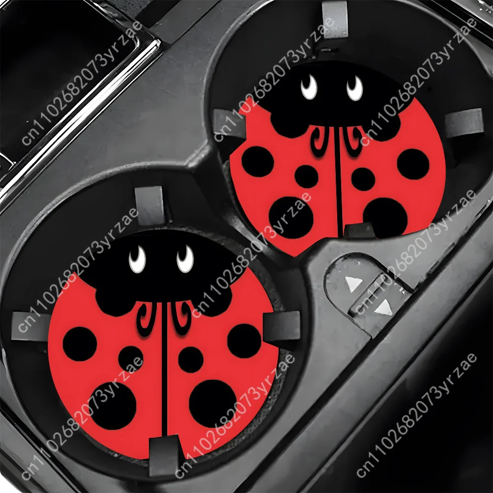 

Red Cute Ladybug Car Coasters 2pcs Absorbent Anti Slip Car Coasters Scalding Waterproof Easy Clean Car Interior Accessories