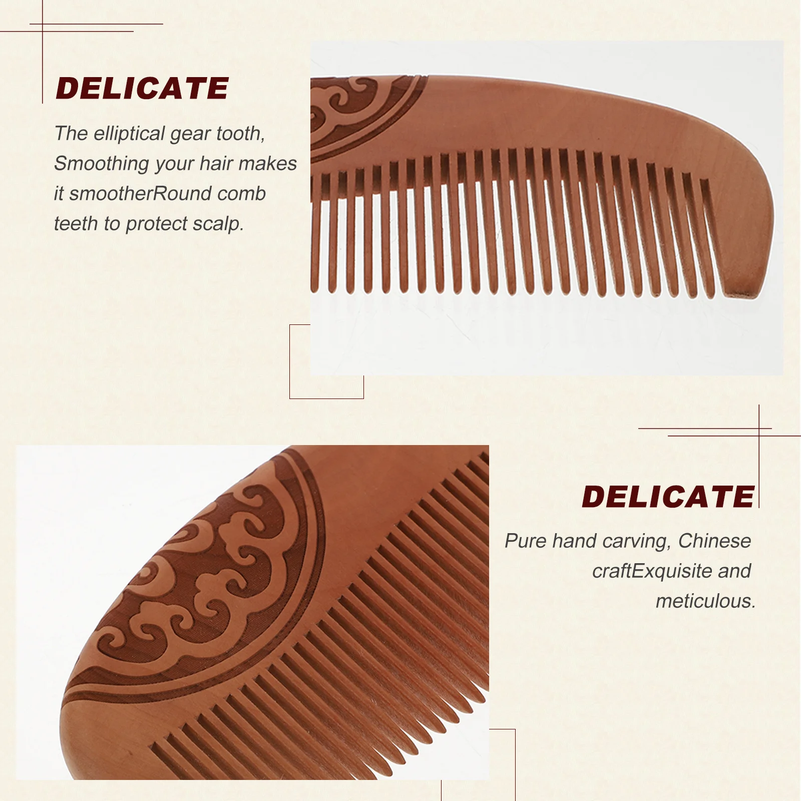 3 قطعة أمشاط الشعر الخشبية الخوخ تدليك طويل الأمد تدليك فروة الرأس المحمولة أدوات تصفيف الشعر الإبداعية الكبار مكافحة الشعر #6