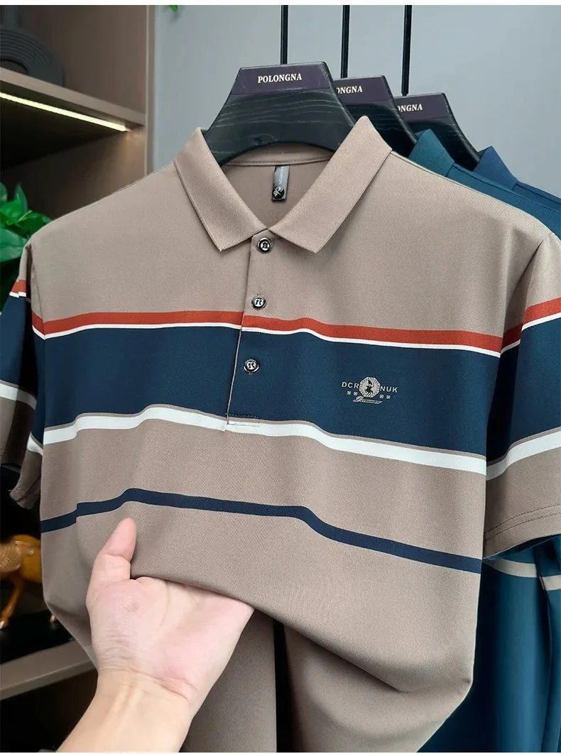 Luxus-Buchstaben Paul embossed kurzärmelige Herren Polo-Shirt High-End-Marke Mode Streifen Farbgebung Sommer neue Casual-Flip-T-Shirt – Detail 10