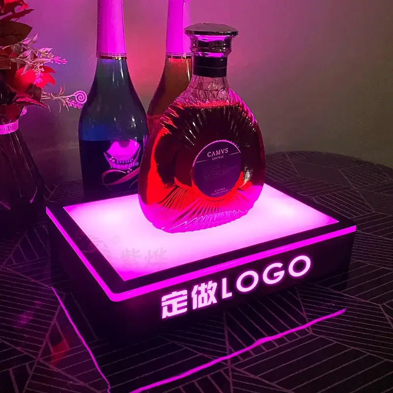 LED bar luminous holder square KTV champagne foreign base display rack bar holder wrought iron red wine rack