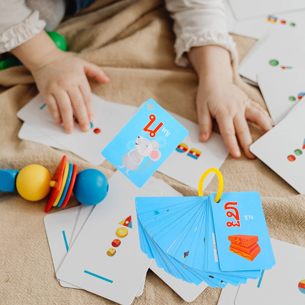 45Pcs Flash Cards for Toddlers 1-2 Years Learning Cards Thai Language Vocabulary Builder Kids Spelling Games Preschool Learning