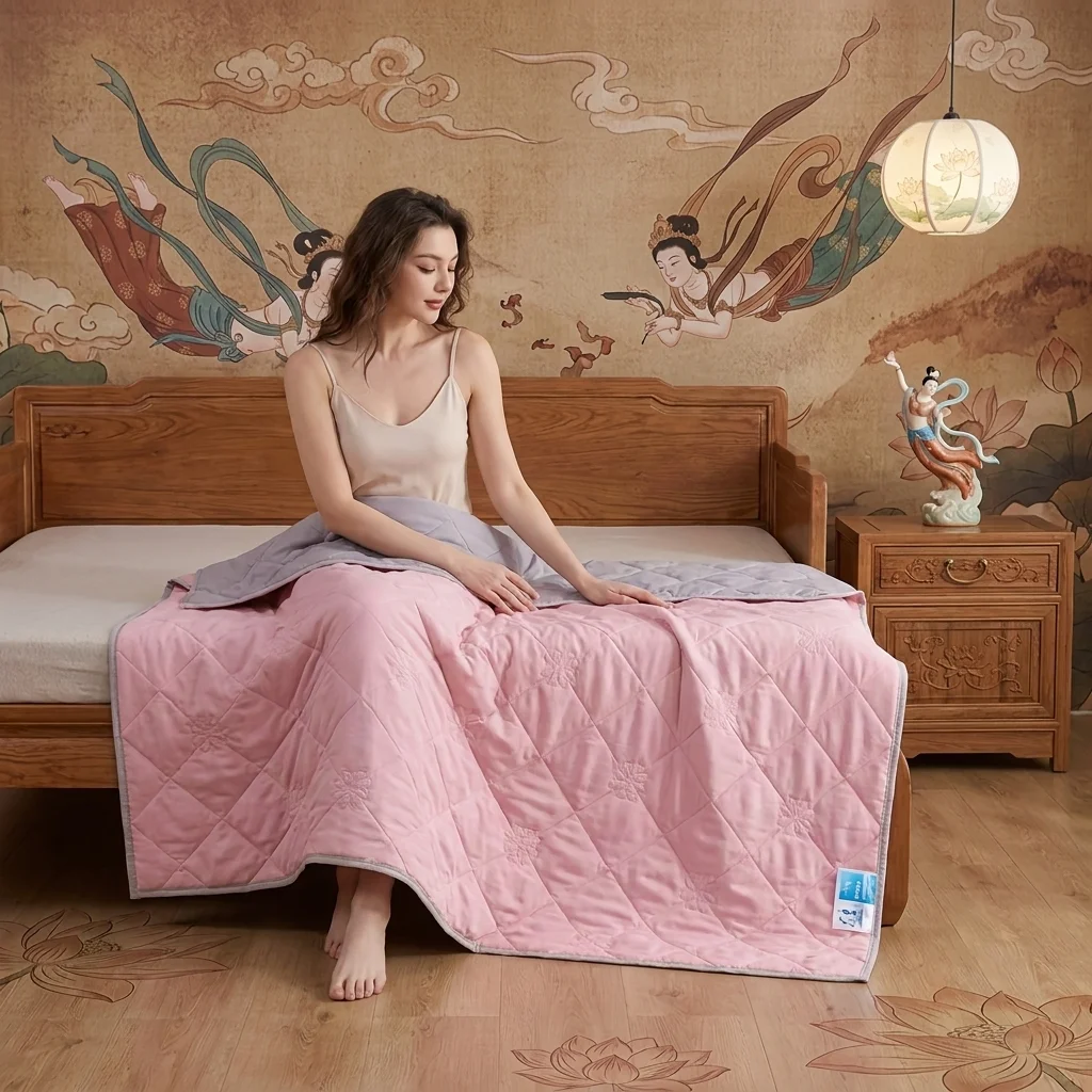 Ice Silk Cooling Summer Blanket, Lightweight Ultra Soft Breathable Thin Comforter, Comfort Air Condition Quilt For Hot Days And Bedroom Use