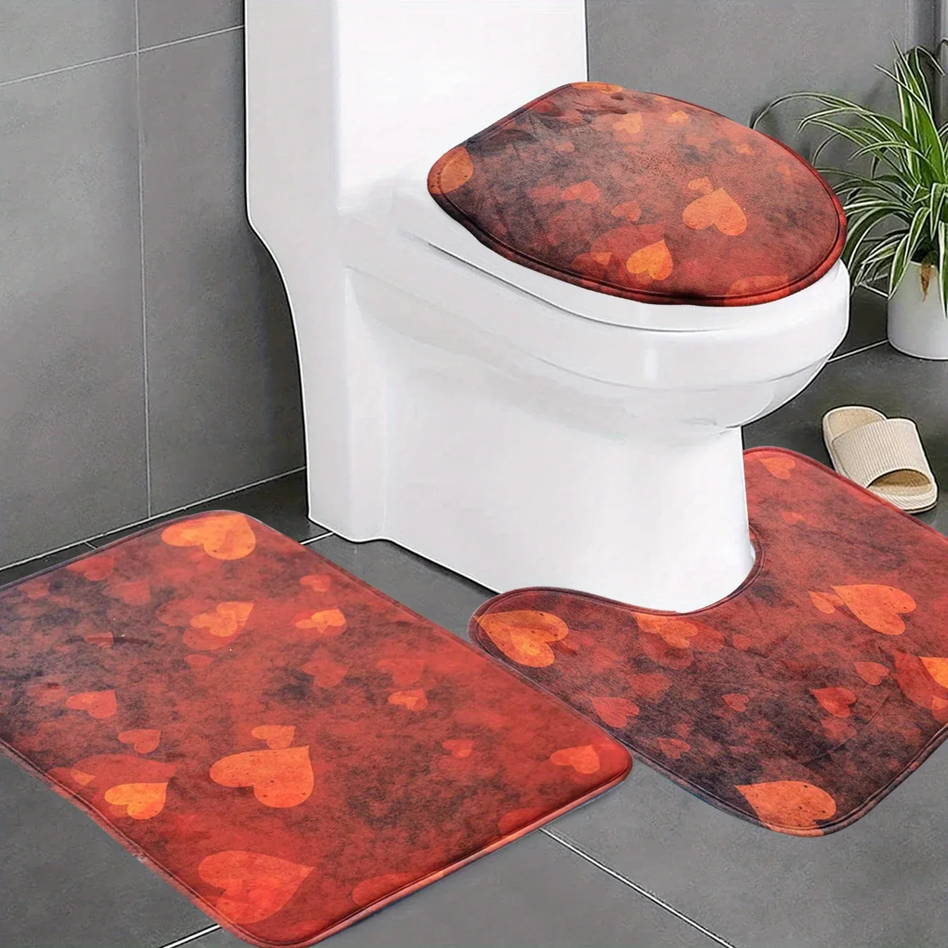 3PC, marbled multi-style bath mat, comfortable, soft, absorbent