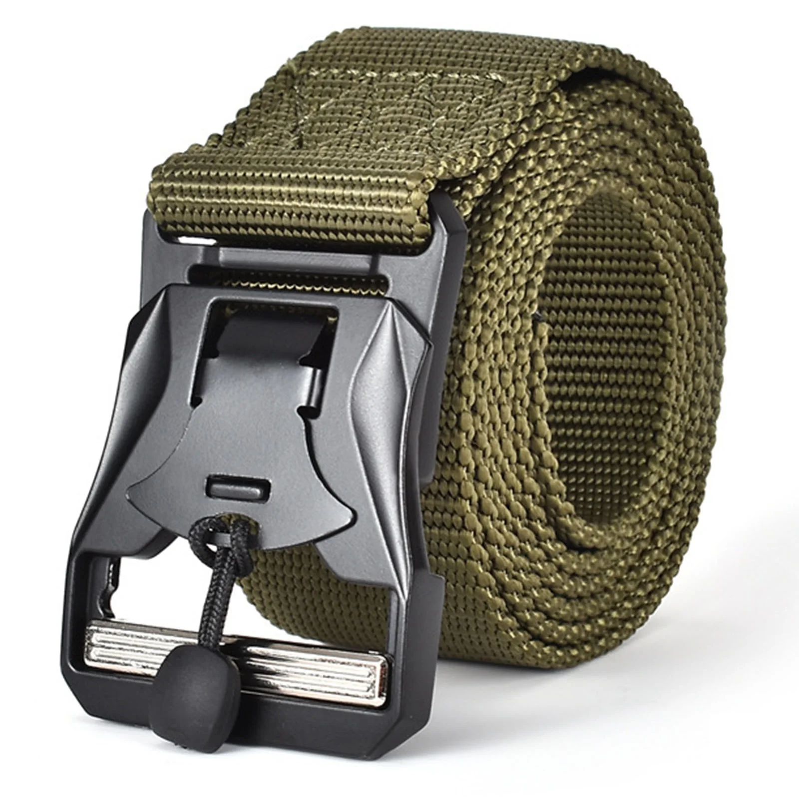 Heavy-Duty Riggers Belts with Magnetic Buckle, Nylon Webbing Tactical Waistband Men Quick-Release Battle Belt for Hiking