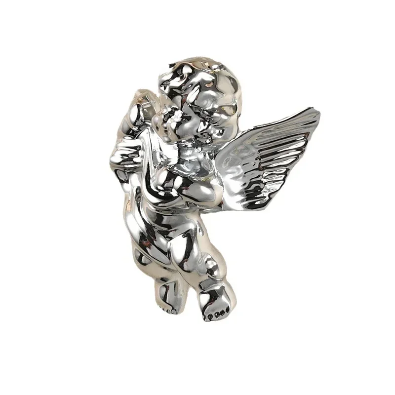 Chrome Cute Cupid Angel Solid Brass Handle Bright Silver Gold Drawer Small Handle