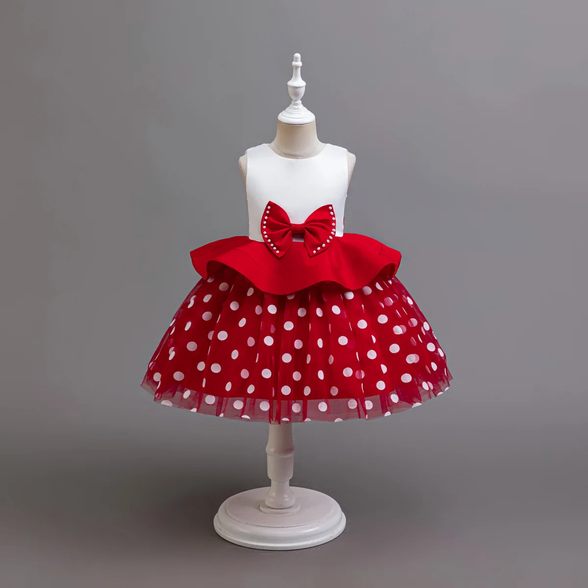 HETISO New Girls Dots Printed Dress Summer Elegant Fashion Little Kids Children's Princess Piano Performance Party Ball Gowns