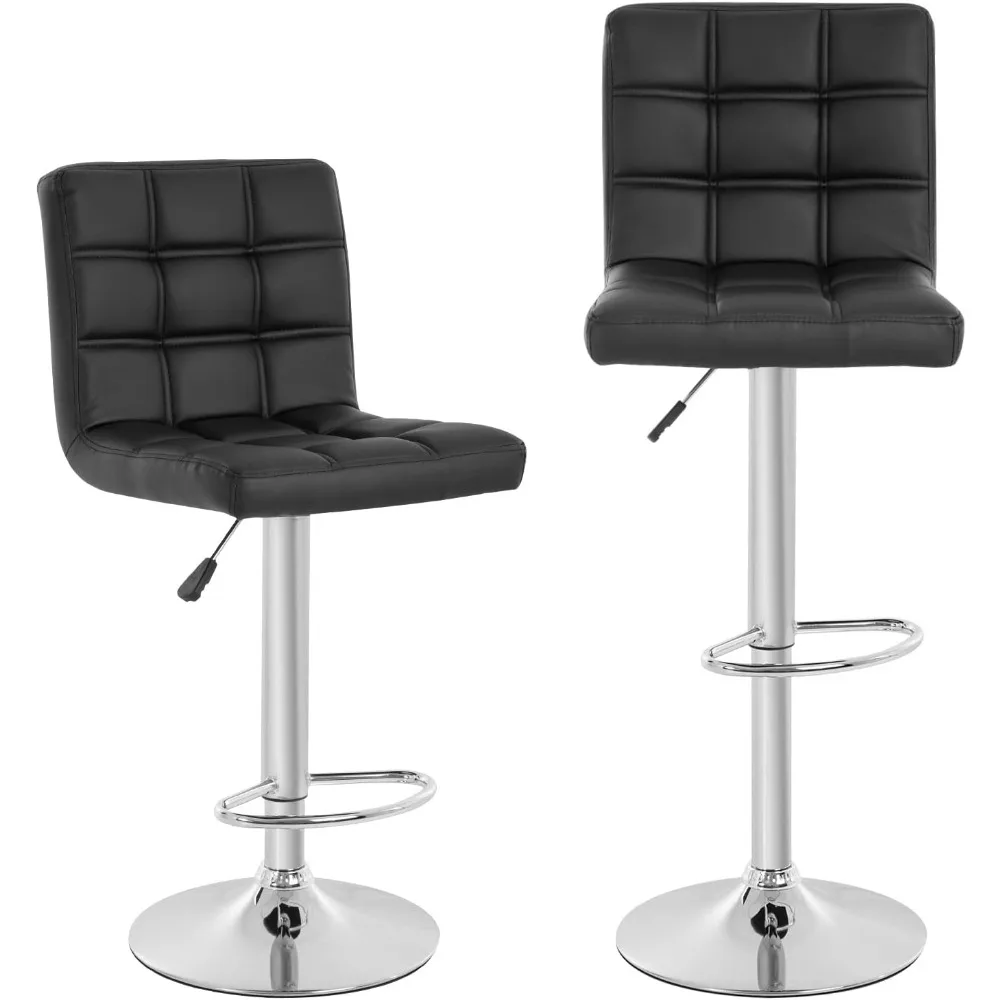 Modern Bar Stool Set of 2 Barstools Height Adjustable Counter Height Swivel Bar Stool PU Leather Bar Chairs Hydraulic Dining