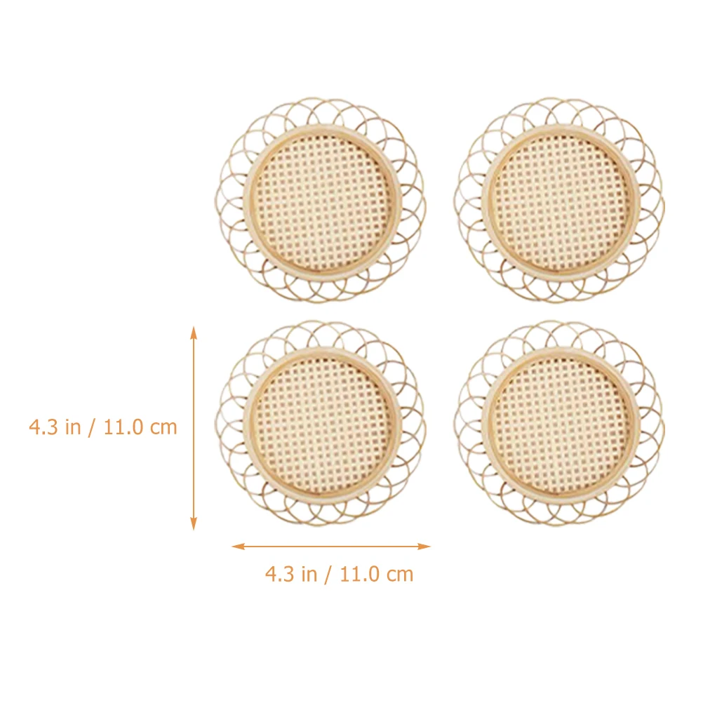 

4pcs Bamboo Coasters Rattan Place Mats for Table Desktop Home Teacup Cushion Pad Heat Resistant Non Slip Water Proof
