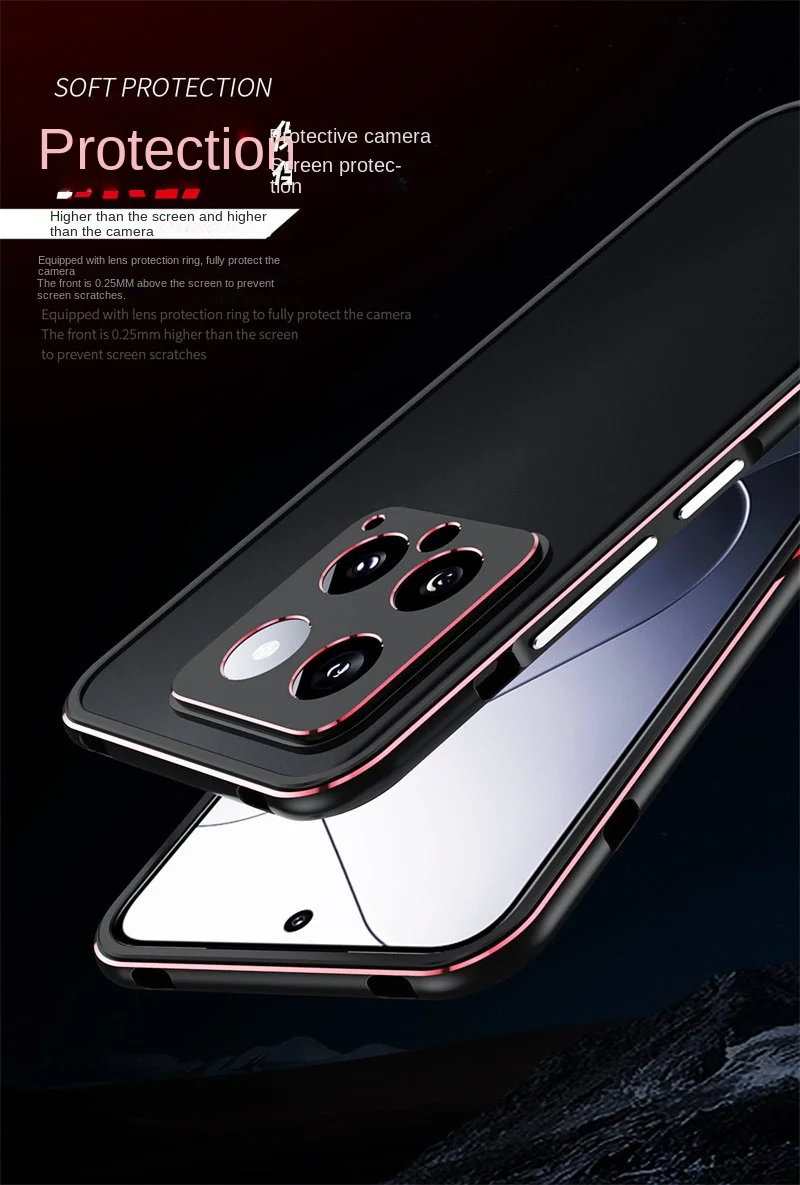 Bumper for Xiaomi 14 Pro 5G Ultra Thin Metal Bumper Frame Hard Cover Case for Xiaomi 14Pro Xiaomi14pro Aluminum Cover Protector