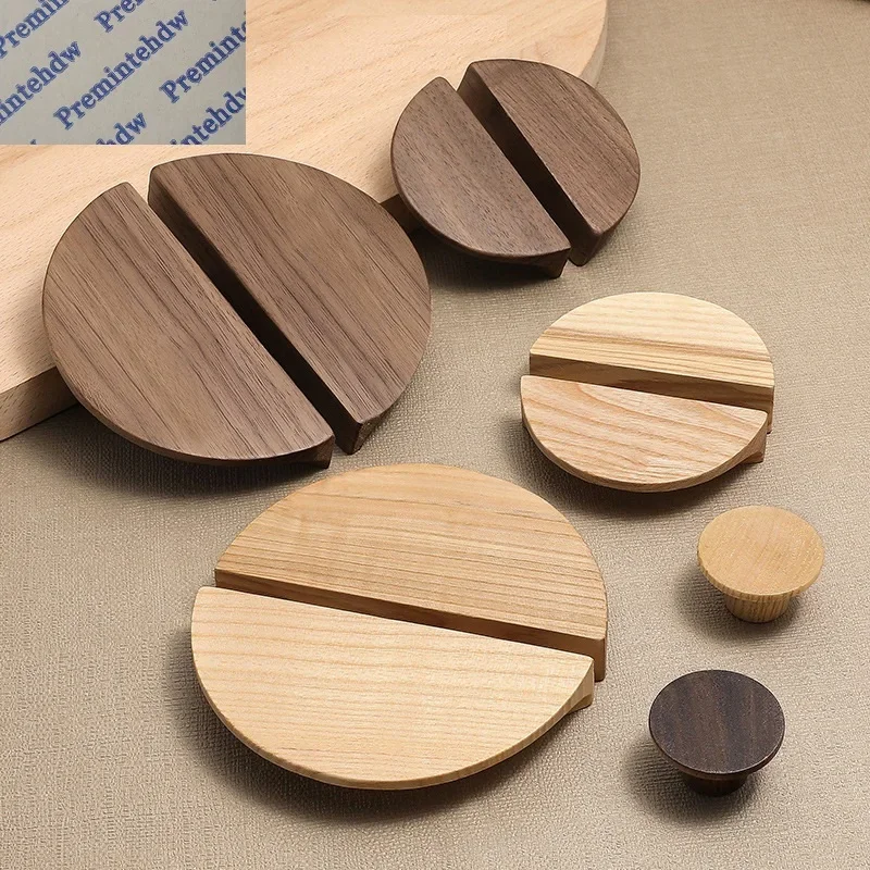 

4Pcs Solid Oak Walnut Wood Half Moon Semi-circle Cabinet Pull