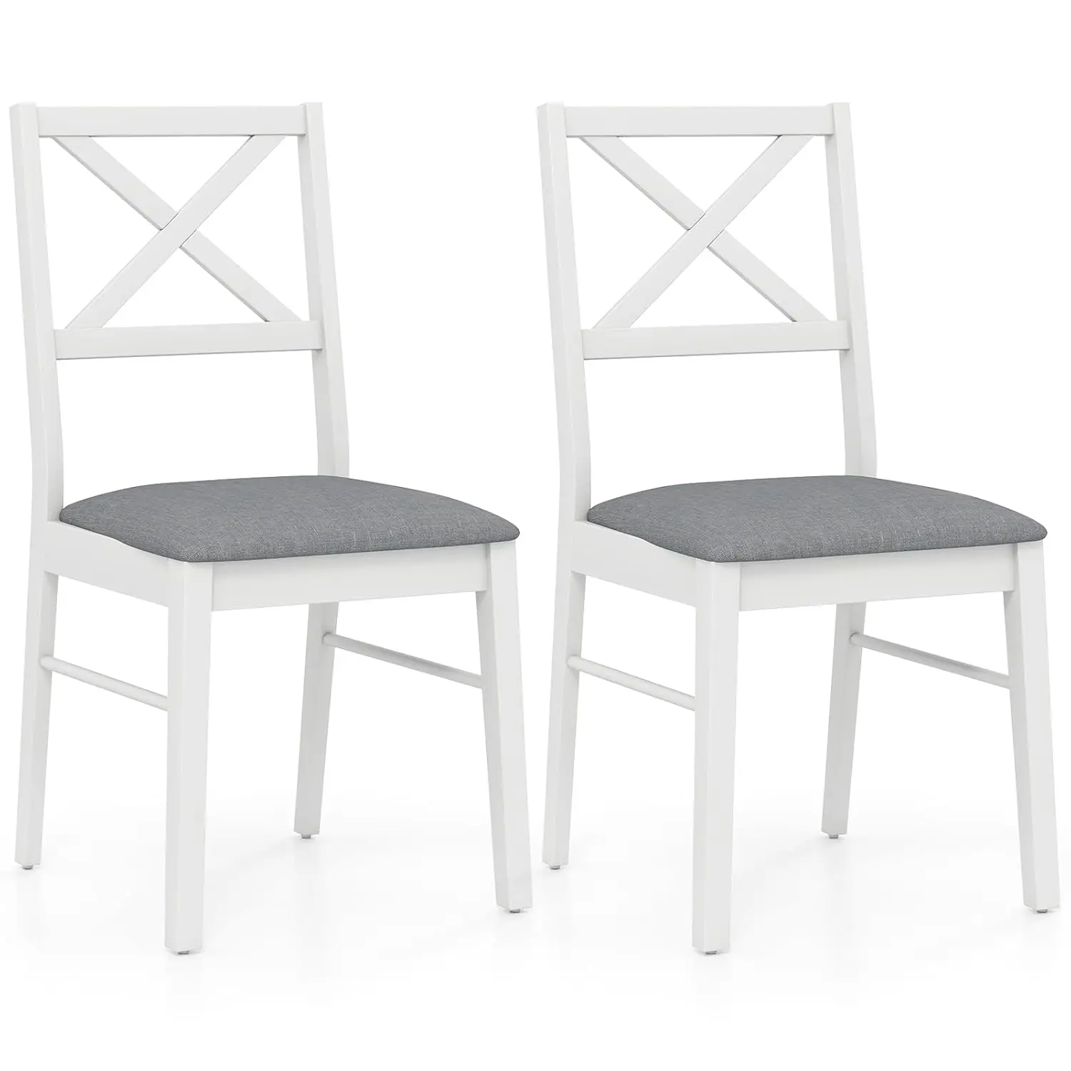 

Upholstered Wood Dining Chairs Set of 2, High Backrest & 400LBS Capacity for Kitchen Dining Room, White, Customized