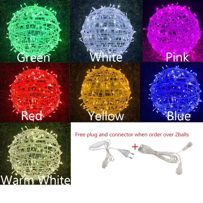 ﻿ ﻿ ﻿ Bolas para exteriores de 7,87 pulgadas, luces de globo, árbol colgante, luces de esfera de jardín con enchufe 46LED para fiesta, boda, patio, porche, decoraciones