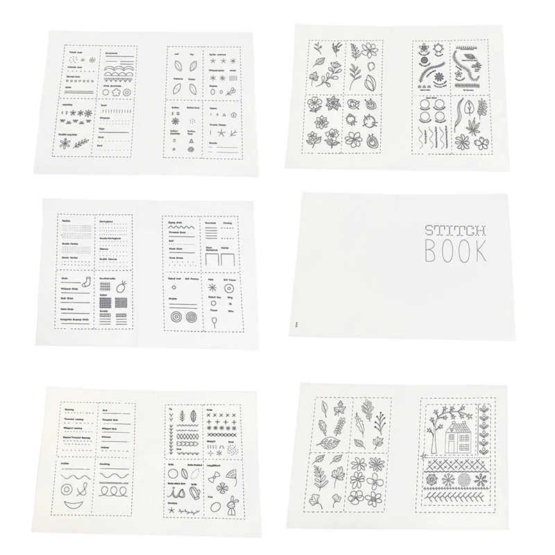 6 Pages Embroidery Stitches Book, DIY StitchesBooks, Embroidery Sewing Books, Beginner Embroidery Sewing Kit