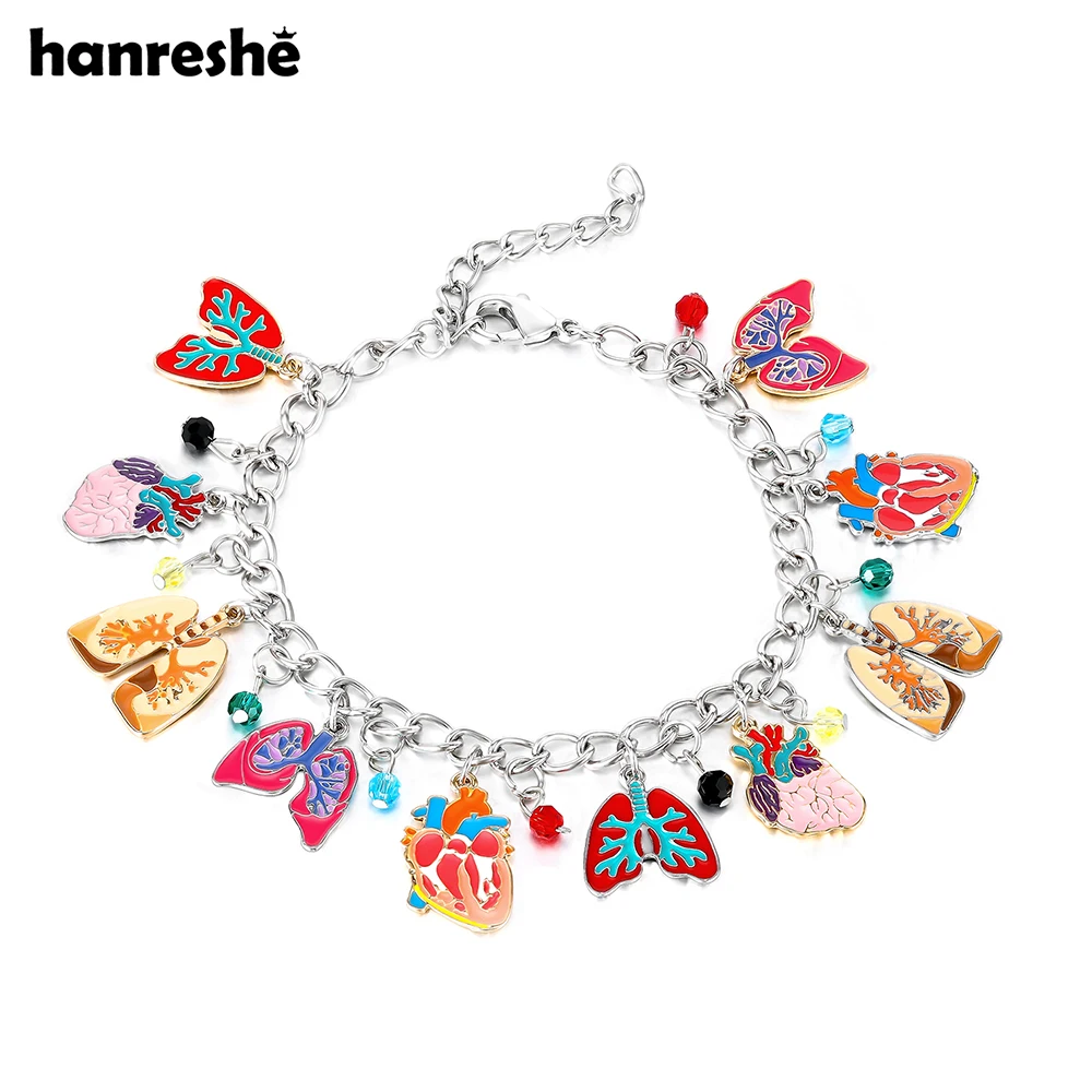 Hanreshe Heart Lung Charm Bracelet Medical Anatomy Pendants Chain Bangle Jewelry for Women Girls Doctor Nurse