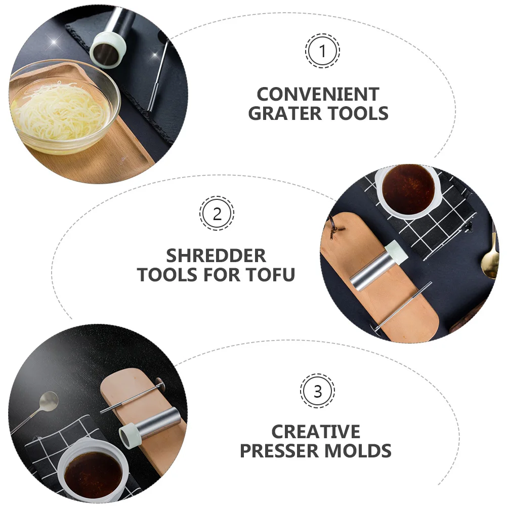 

1 set Tofu Mould Shredder Stainless Steel ABS Grater Tool for Cheese Bean Jelly Presser Mold Kitchen Utensil
