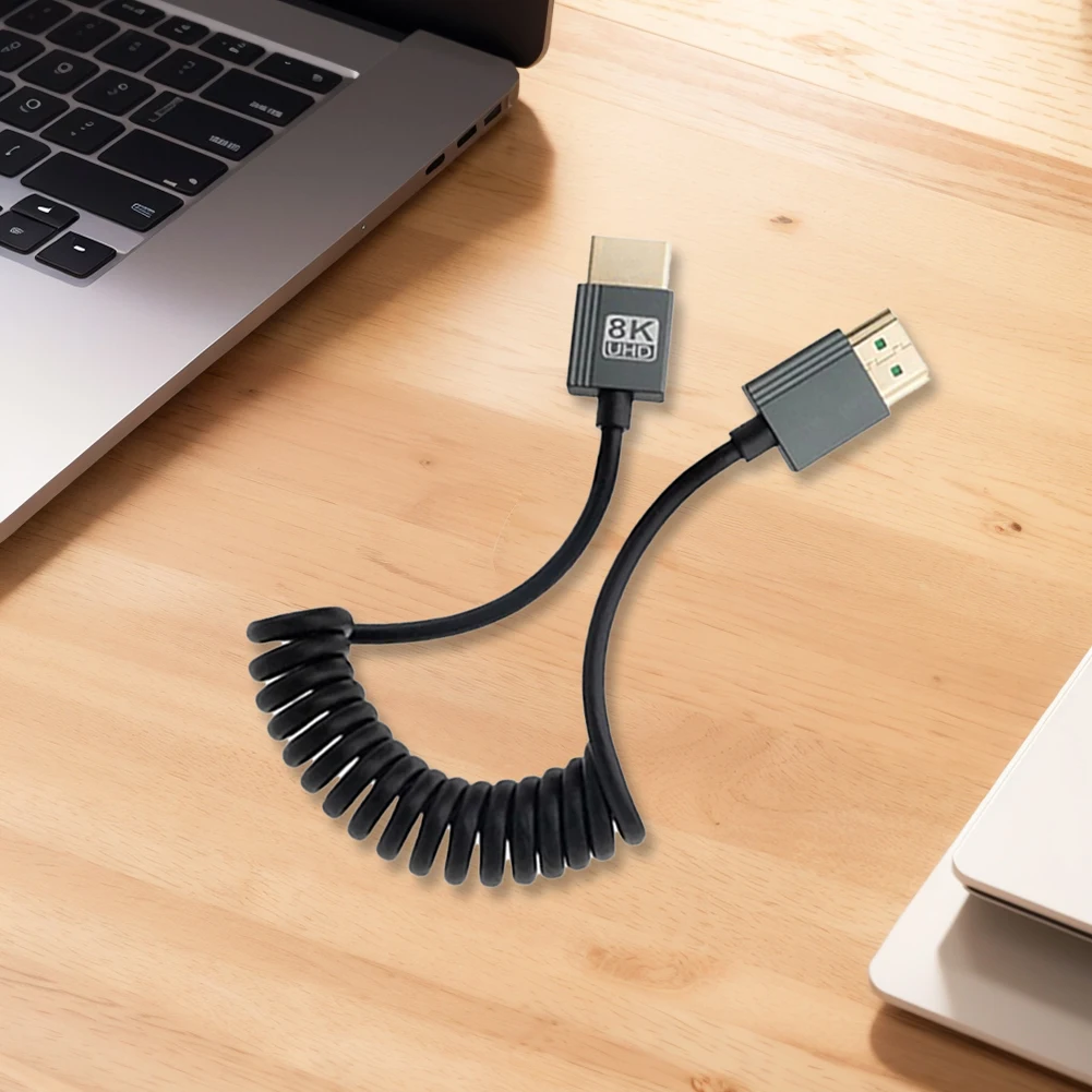 8K Ultra HD HDMI-совместимый с HDMI-совместимый спиральный кабель 48 Гбит/с штекер-штекер 8K @ 60 Гц 4K @ 120 Гц для камеры/видеокамеры/ПК/монитора