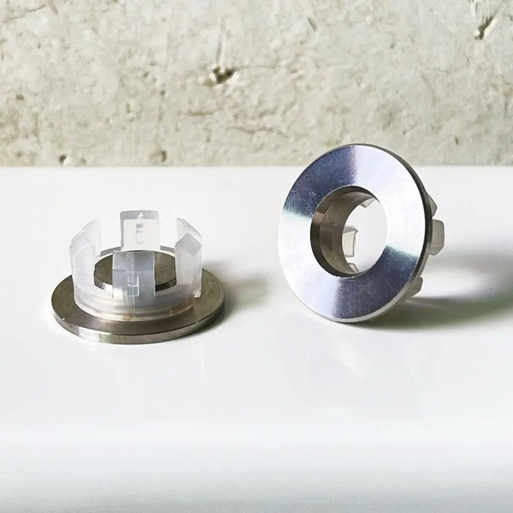Stainless Steel Basin Sink Hole Overflow Cover Ring Insert Replacement Hole Hollow Round Drain Caps Plug Bathroom Basin Accessor