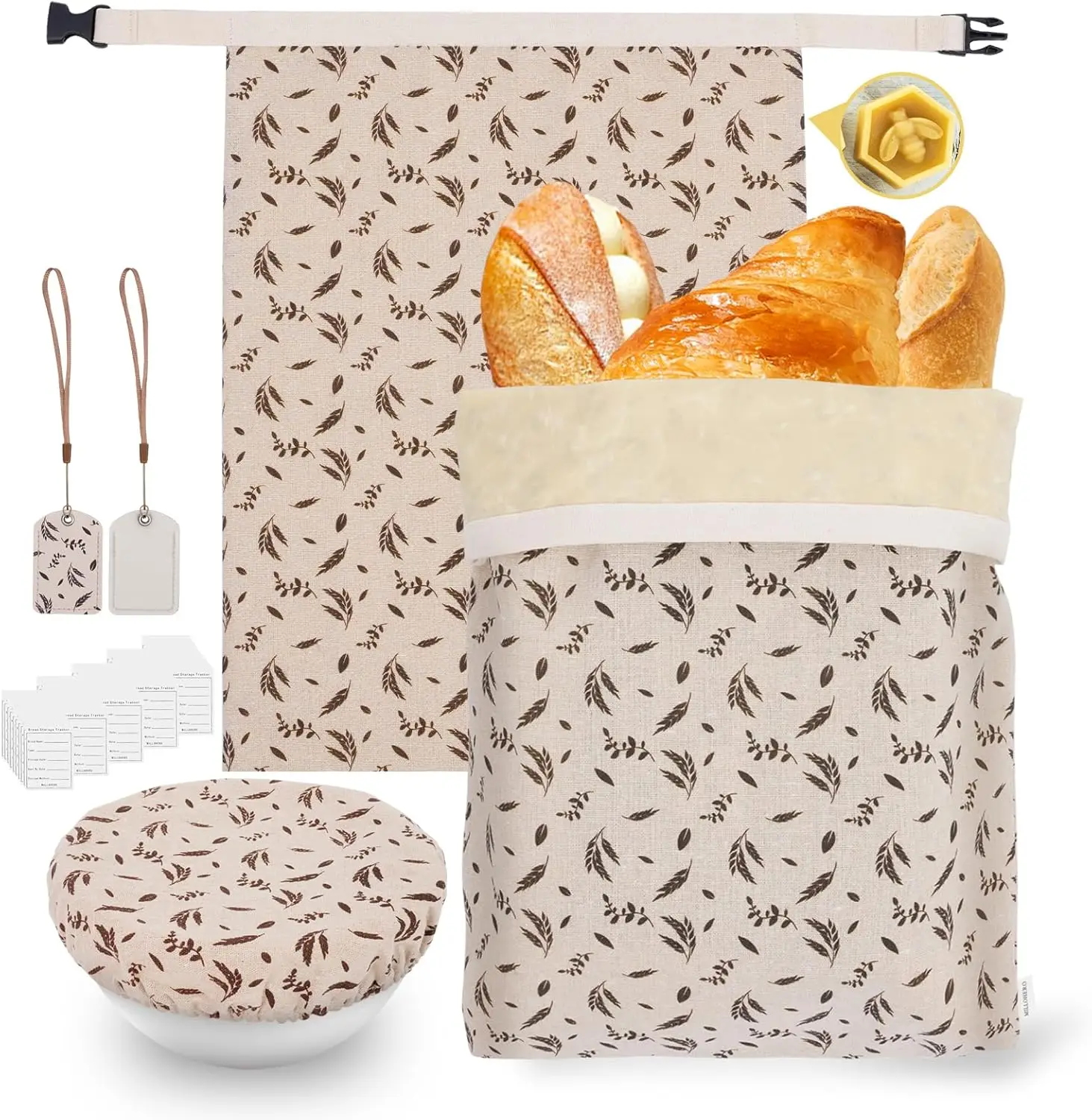 

Reusable Beeswax Bread Ba s 2-Pack XL (17"x13") for Homema Sourdou h | Date Cards + Bowl Cover, Freezer Resistant |