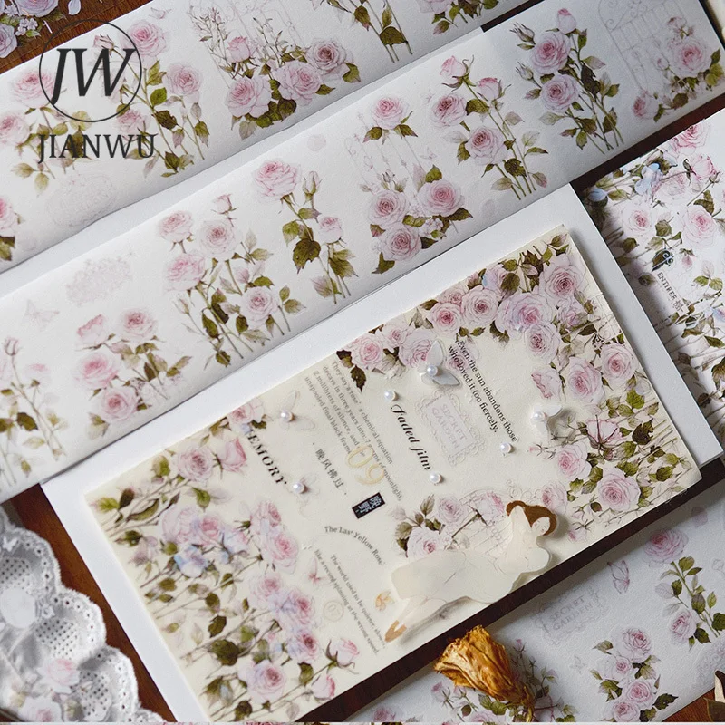 JIANWU 60mm*6m Vintage Plant Flower Window Landscape Material Collage Scrapbook PET Tape Creative DIY Journal Stationery