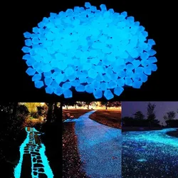 200PCS Diamond Luminous Stones Glowing Garden Decor Shiny Pebble Stone Aquarium Fish Tank Supplies Fairy Gravel Rocks Home Path