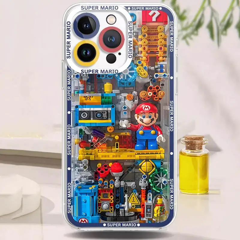 Bausteine Spiel Supers M-Marios Bros Handyhülle für iPhone 16 15 14 13 12 11 Mini Pro Max XR XS Max 7 8 Plus SE Transparent