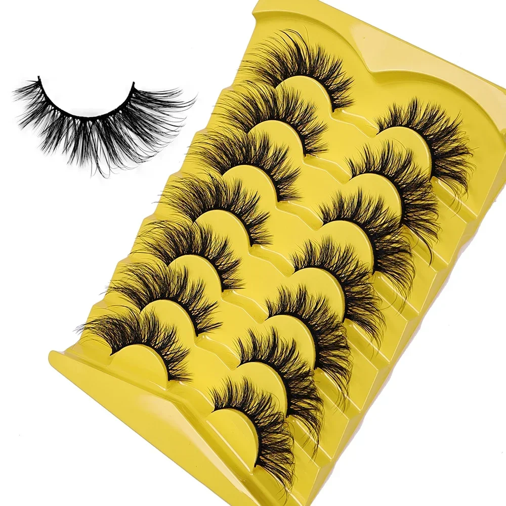 7 pares de cílios olho de gato 3d cílios postiços naturais fofos macios cruzados mangá cílios finos maquiagem de cílios naturais