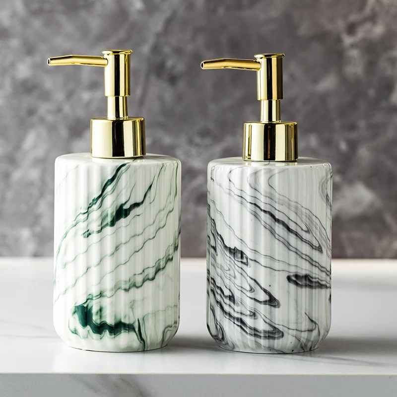 

Marble-patterned Ceramic Lotion Bottle, Soap Dispenser for Hand sanitizer, Body Wash, Shampoo, Bathroom Press-out Bottle, 350ml