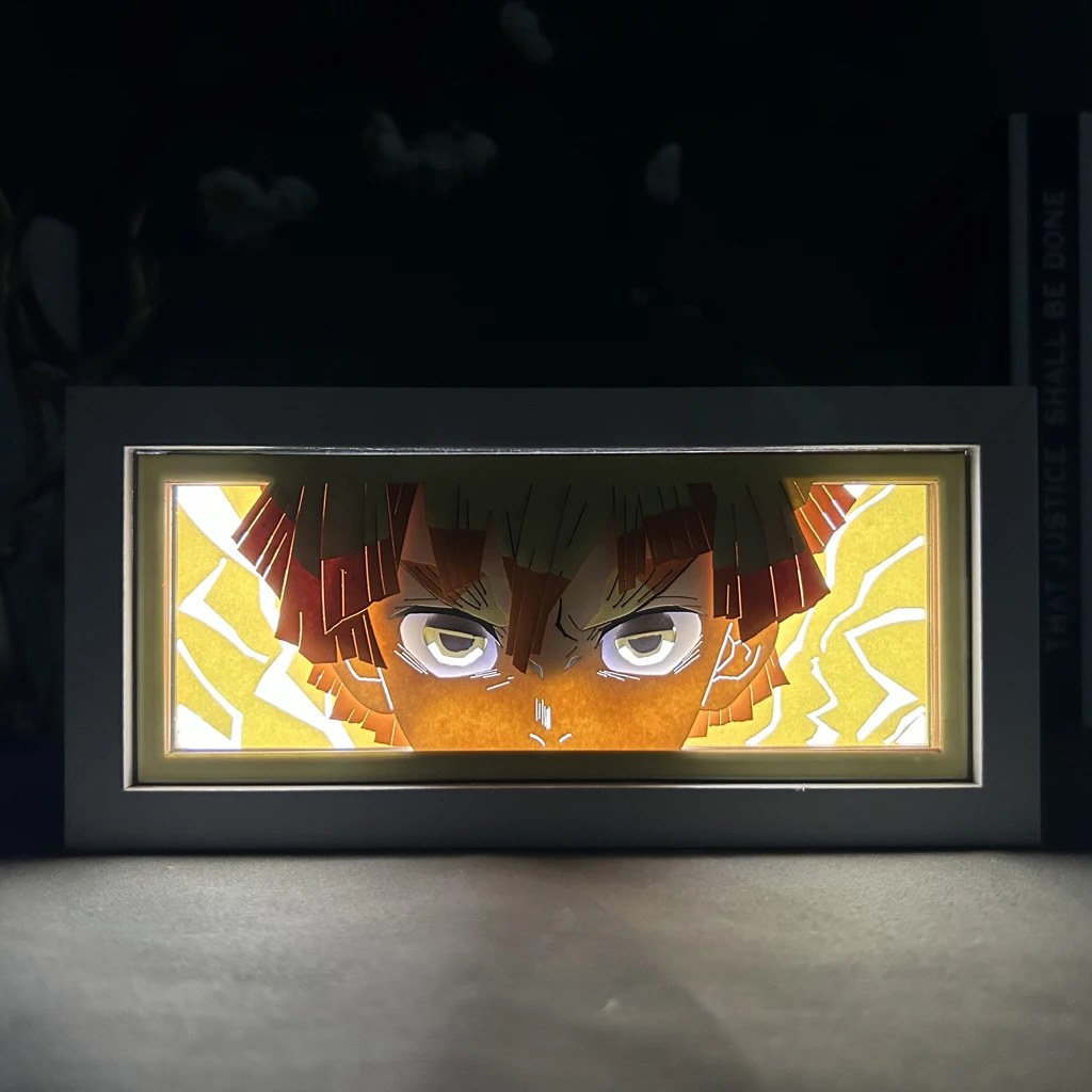 Boîte à lumière Kimetsu No Yaiba pour la décoration de la maison, papier manga, lampe de table Carimplantée, boîte à lumière Anime, visage Zenitsu