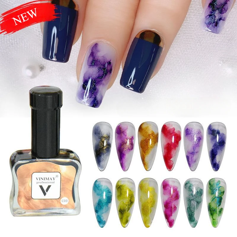 

12ml Glitter Watercolor Ink Blooming Gel Nail Polish Smoke Effect Gel Lacquer Blossom Nail Gel Varnish For Manicure 12 Colors