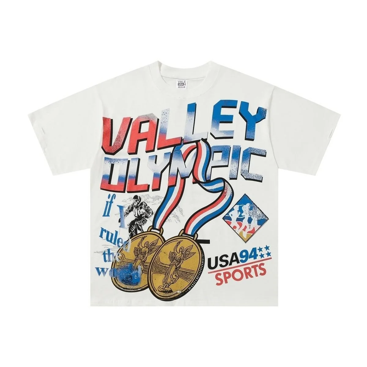 Vale Forever Valley American Retro Streetwear Short Sleeve T-Shirt, Unisex Letter Print Loose High Street Fashion Brand
