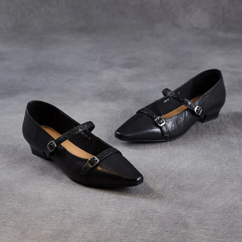 

Коричнево-черные женские туфли Мэри Джейн ручной работы из Кореи с квадратным носком и ремешком на пряжке, для свиданий