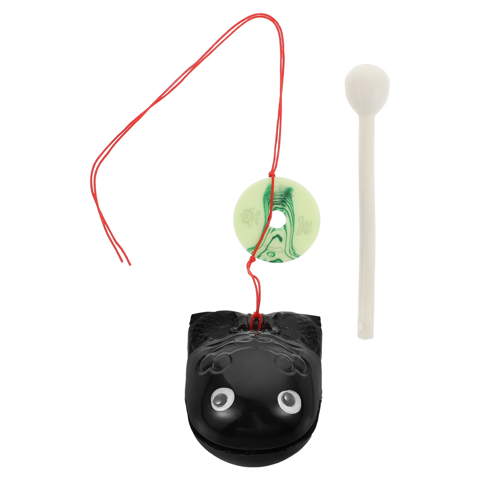 

Small Wooden Fish Percussion Instrument 2 Sets Black 2 Inch Stress Relief Office Toy Plastic Noise Maker Rhythm Plaything