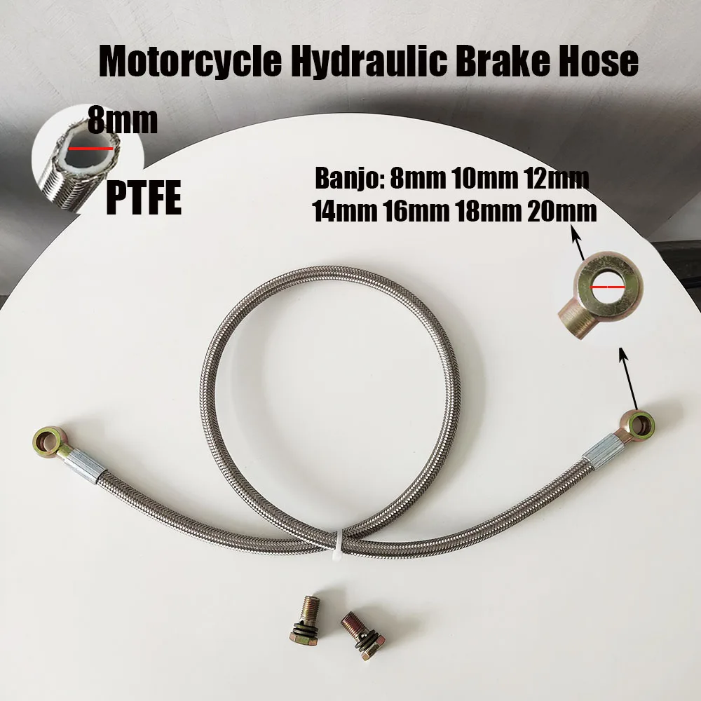 

Fuel Line Hose Banjo 8/10/12/14/16/18/20mm Stainless Steel Braided PTFE Hose Oil Line Turbocharger Oil Supply Line