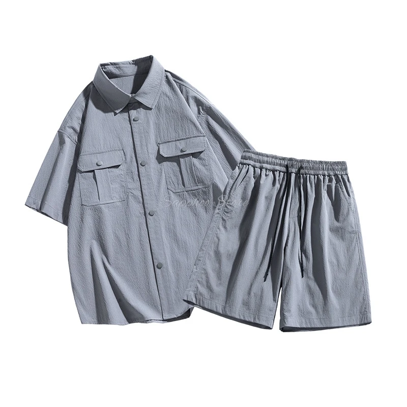 Men And Women Shirt Suit Short Sleeve Shorts Set Summer M/L/XL/2XL/3XL/4XL/5XL Casual Loose Pocket Outdoor Sport Beach Clothes