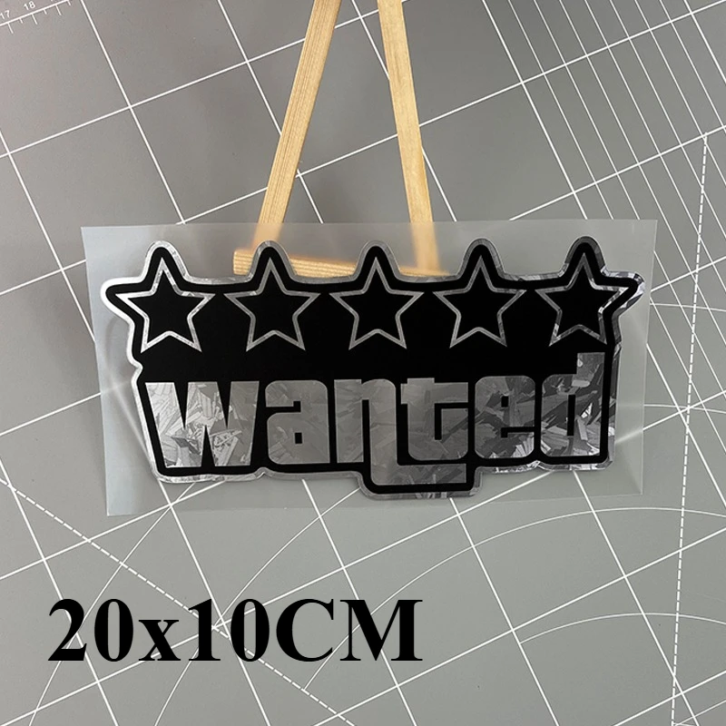 1PC Five Stars Wanted Motorrad Aufkleber Wasserdicht für DIY Motorrad Helm Box Roller Körper Auto Fenster Universal Vinyl Aufkleber