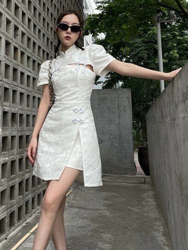 Dresses Women Retro Design Chinese Style Daily Hotsweet Ladies Cozy Classic Summer Cool All-match Simple Elegant Mini Vestidos